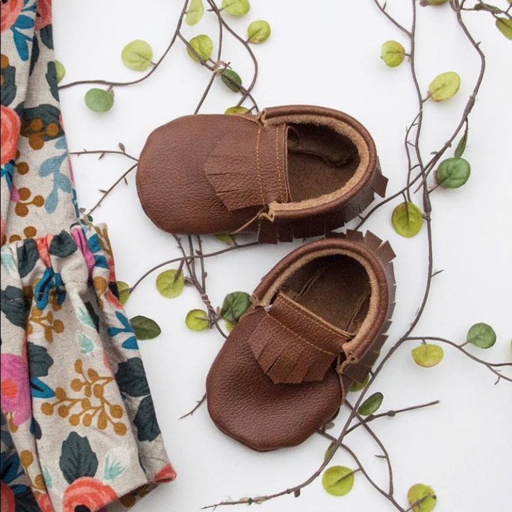 Handmade Leather Baby Moccasins 5.5”